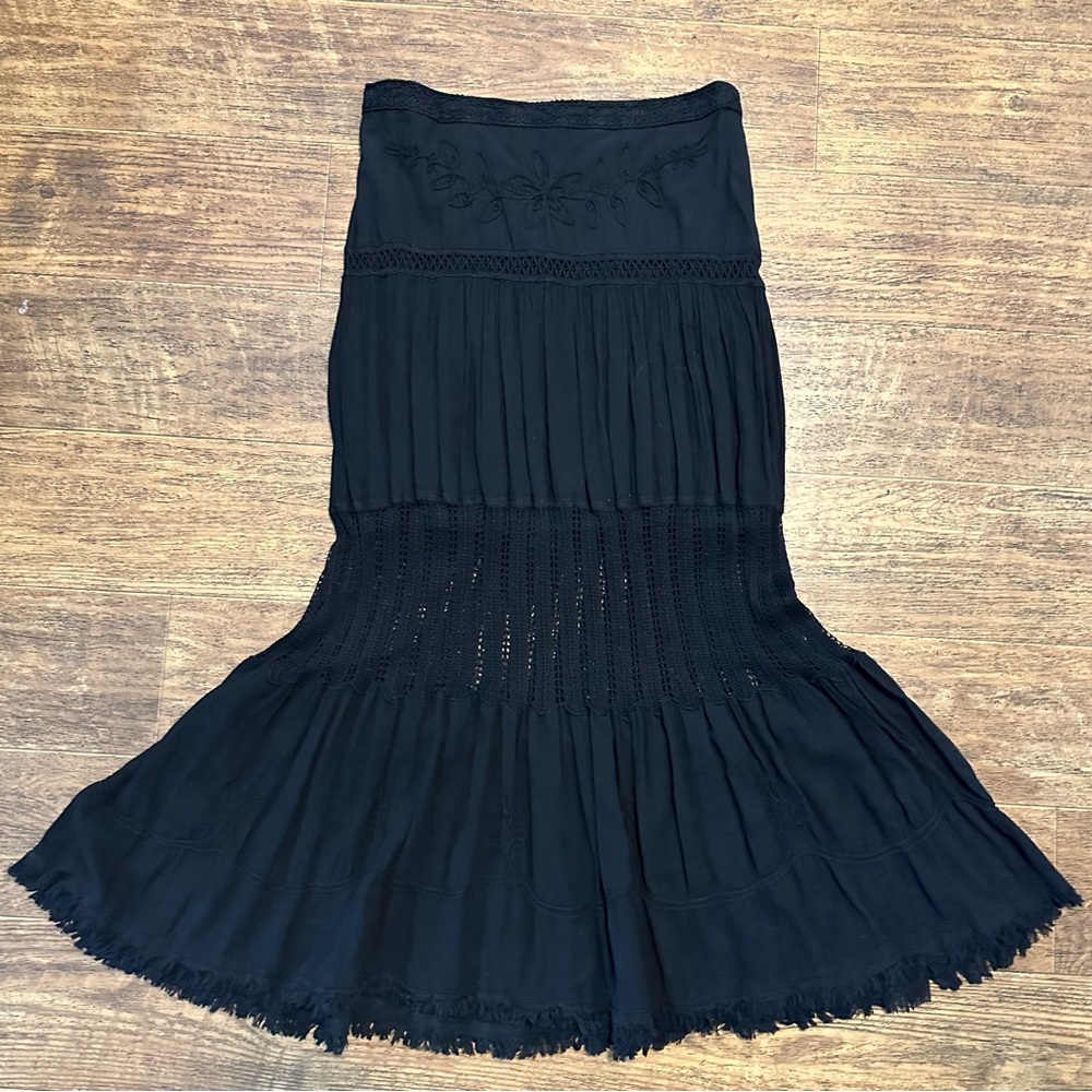 WHIMSI-GOTH 100% COTTON VINTAGE COTTAGE-CORE FAIRY-GOTH CROCHET MAXI SKIRT